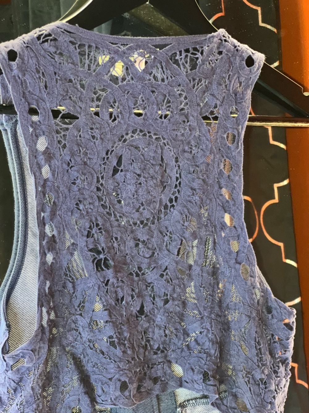 π Boho-Chic Heritage 1981 Lace-Back Denim Vest ποΈπΏ - Picture 5 of 5